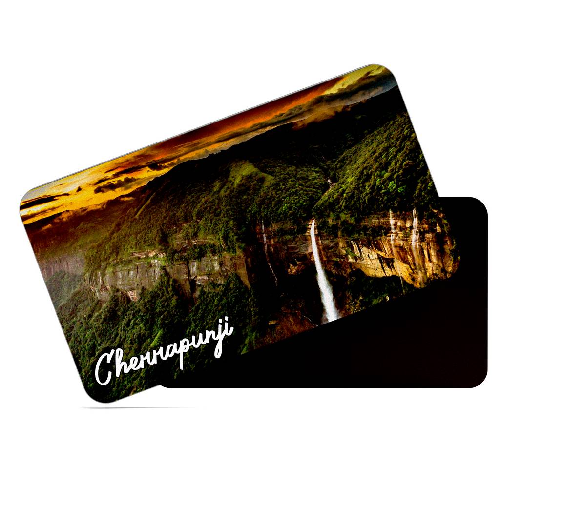 dhcrafts Multicolor Meghalaya Cherrapunji Design Rectangular Rubber Matte Finish Fridge Magnet / Magnetic Card Pack of 1 (8.6cm x 5.4cm)